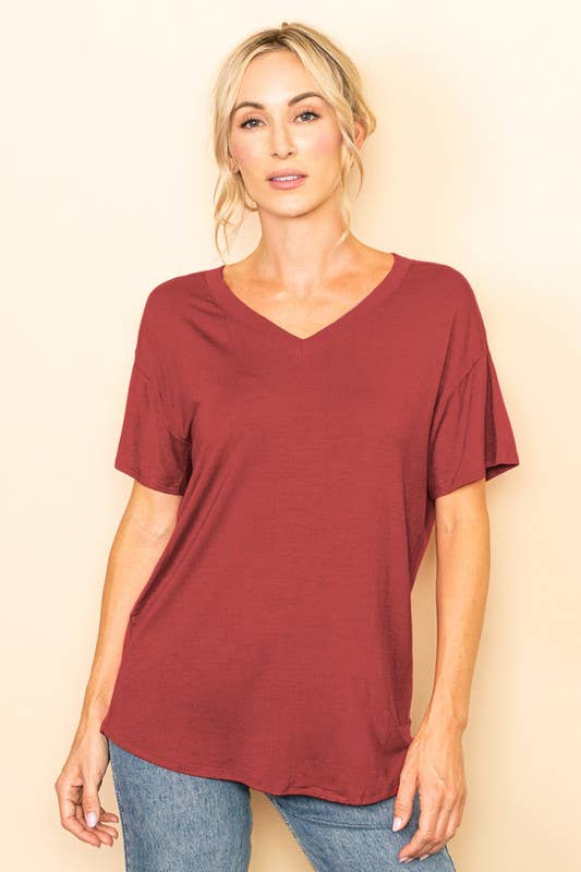 V-Neck Soft Touch T-Shirt: Navy / XL