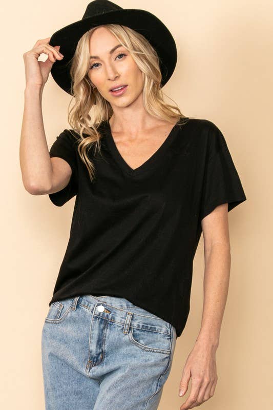 V-Neck Soft Touch T-Shirt: Navy / XL